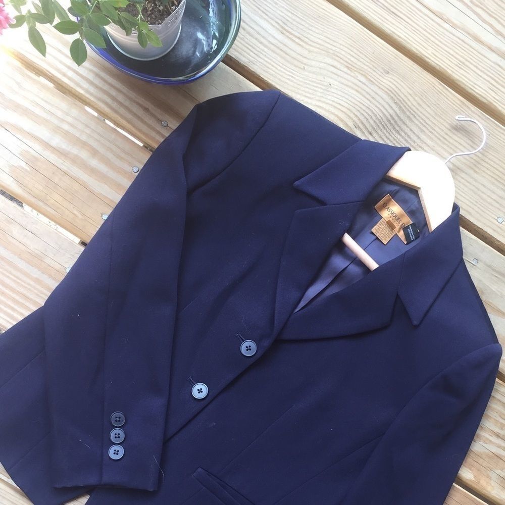 Classiques entier 100% wool navy blue blazer